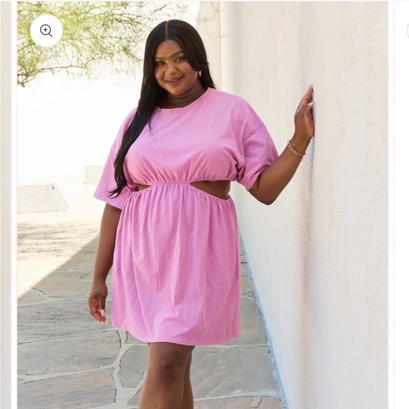 HEYSON Summer Field Full Size Cutout T-Shirt Dress in Carnation Pink 2XL - Picture 5 of 15